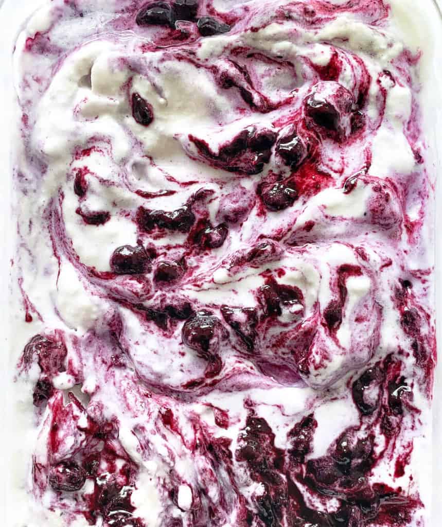 Dish of Blueberry Swirl Ice Cream (AIP) 