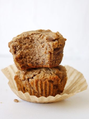 Two AIP Banana Spice Muffins stacked on top each other