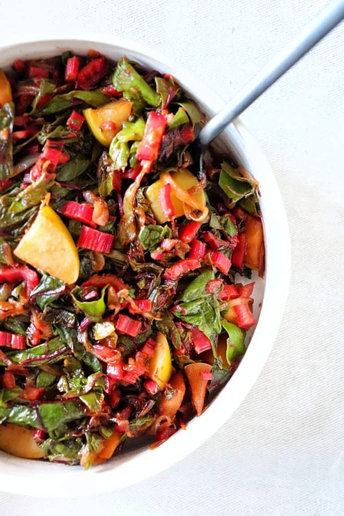 Bowl of Swiss Chard with Apples (AIP, paleo, vegan)