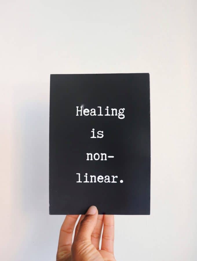 Postcard with the words Healing is Non-linear