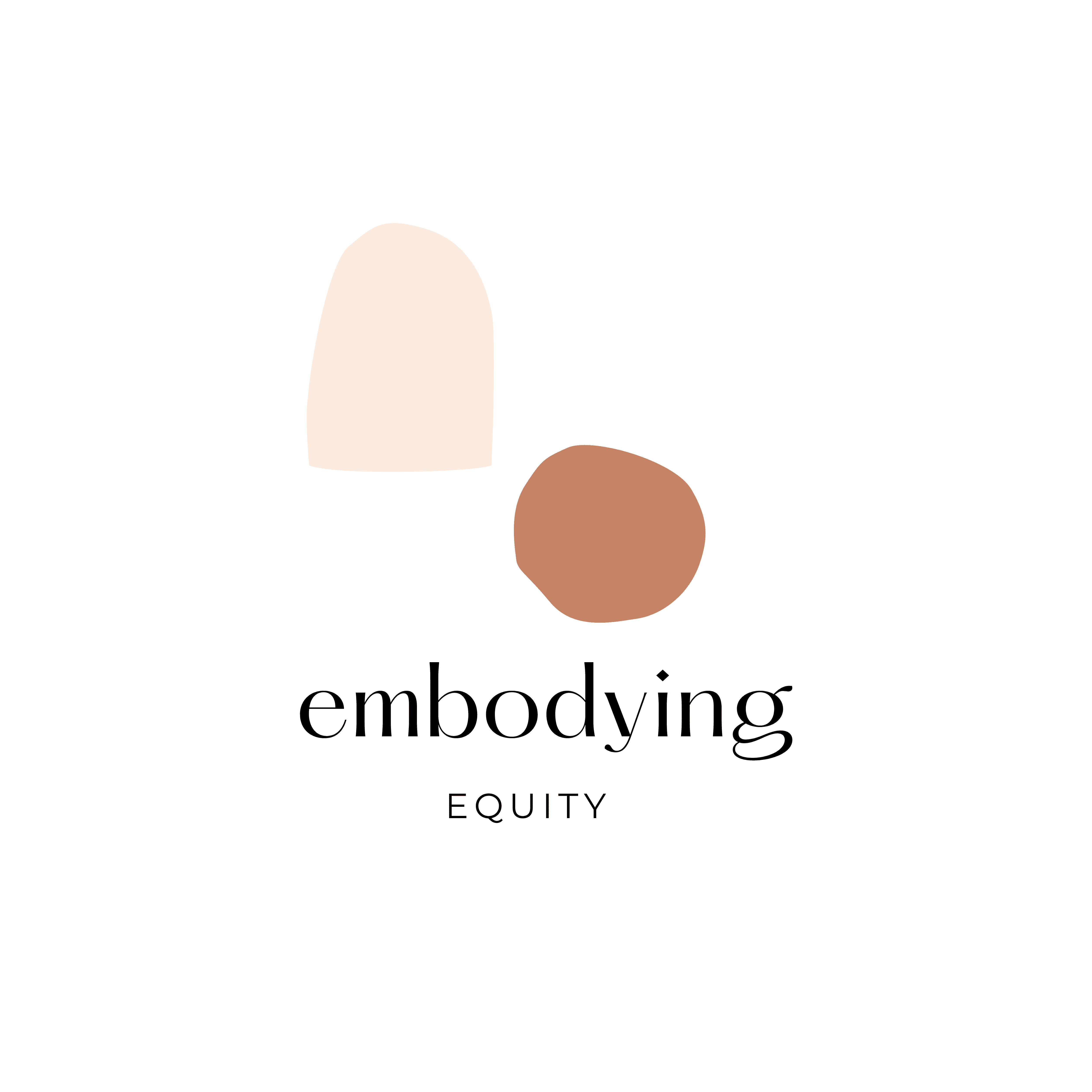 Light orange background with embodying equity logo consisting of a cream crescent shaped image and a burnt orange circle