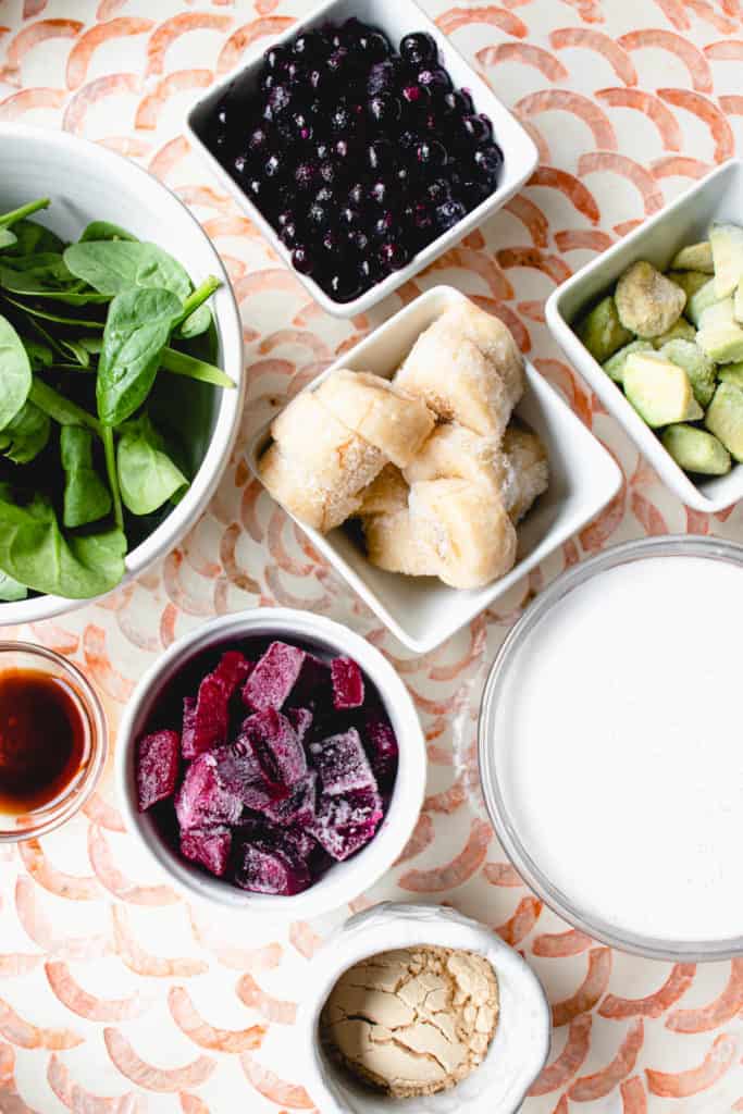 Mise en place for Paleo Wild Blueberry Beet Smoothie