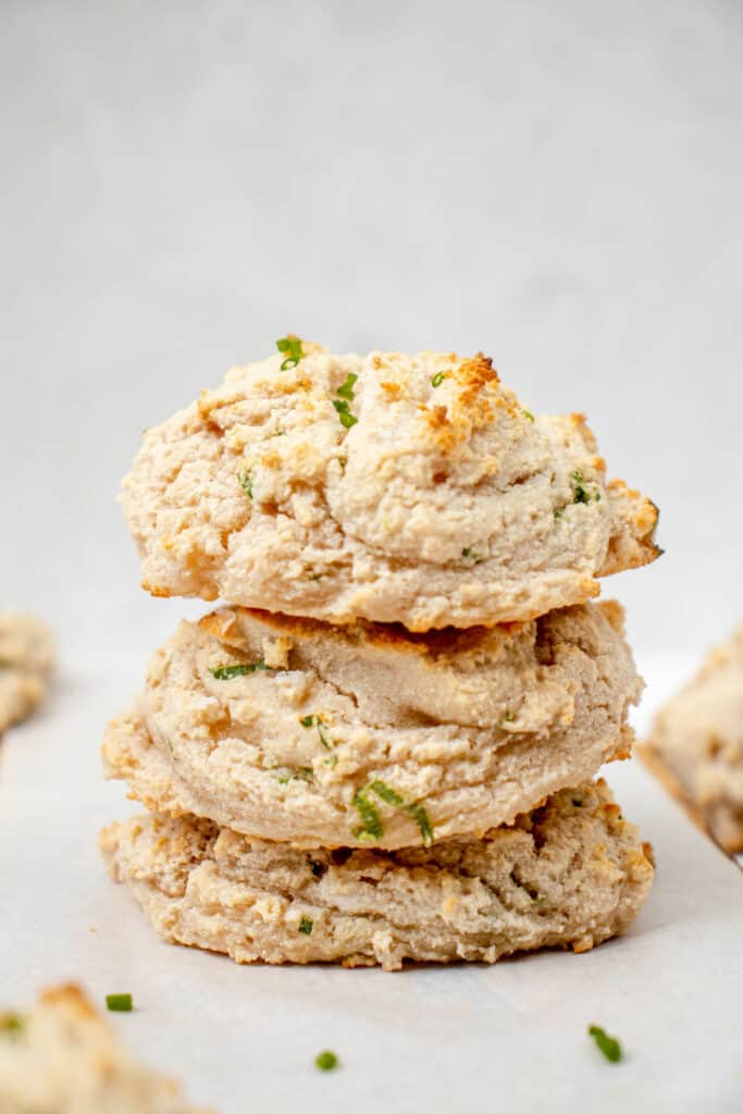 Stack of three Vegan Gluten-free Drop Biscuits