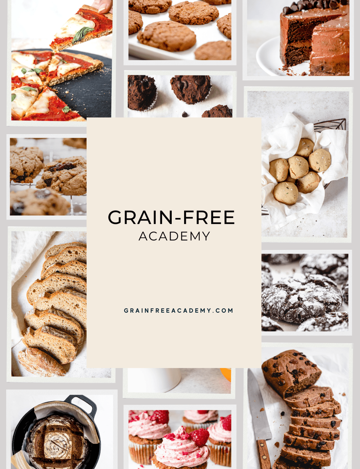 collage of grain-free and allergy-free baked goods part of grain-free academy courses