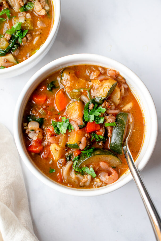Bowls of Nightshade-free, AIP/Paleo Minestrone Soup