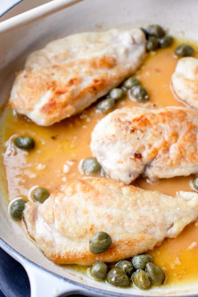 chicken piccata in a pan