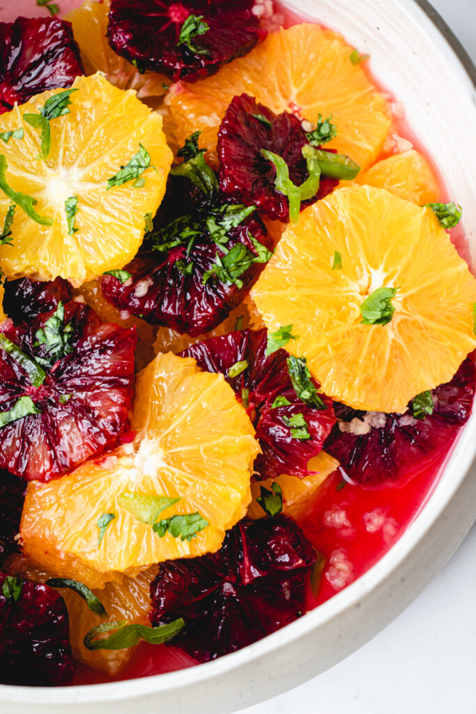 Trinidadian Citrus Chow ingredients in a bowl