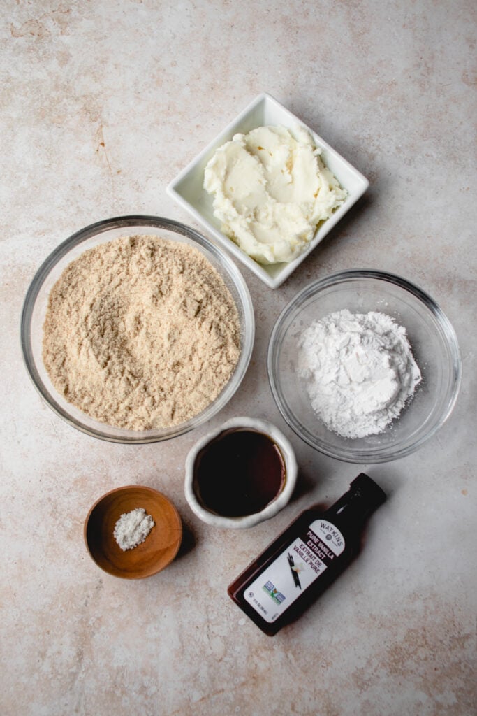 Mise en place of ingredients to make Gluten-Free Vegan Shortbread Cookies