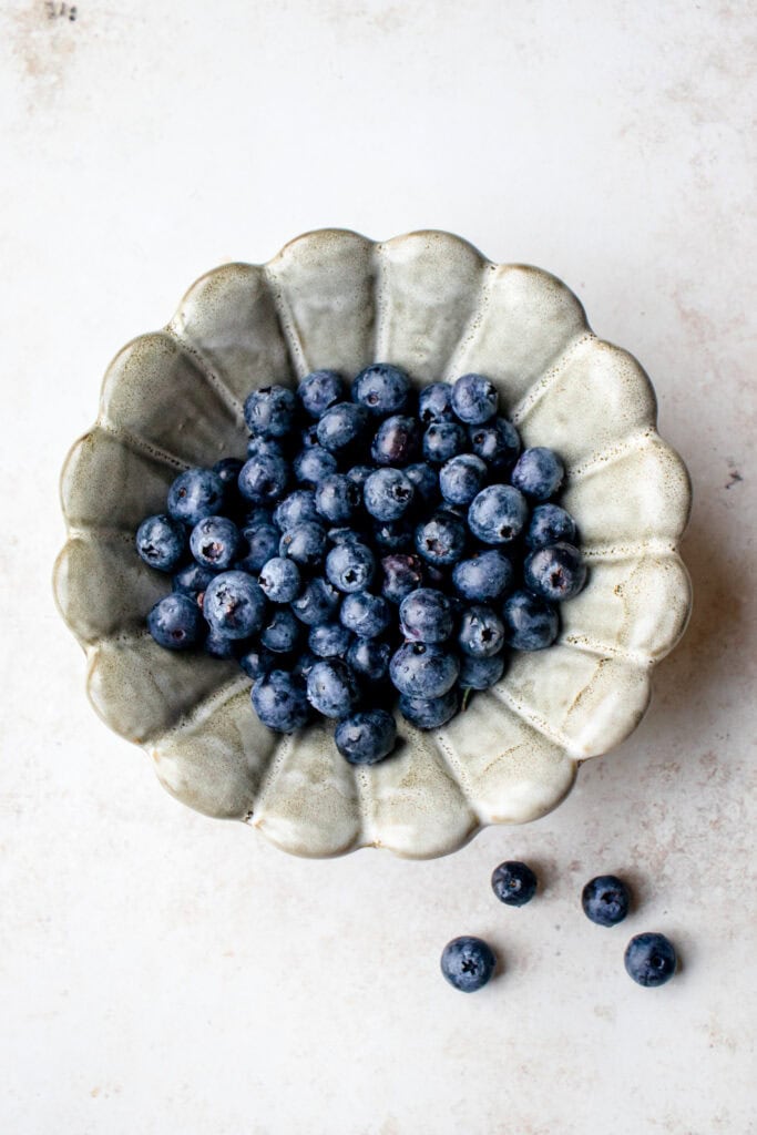 A bowl of fresh blueberries.