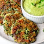 A plate with Gluten Free Zucchini Fritters